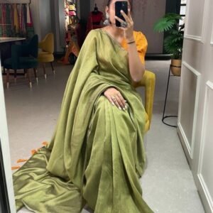 Exclusive Pure Melanin Silk Mehendi Sarees at Fab Funda