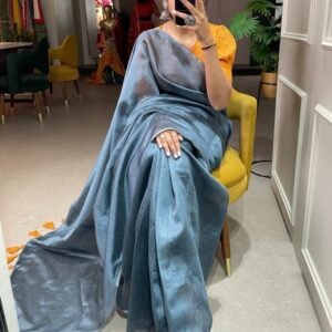 Exclusive Pure Melanin Silk Sky Blue Sarees at Fab Funda