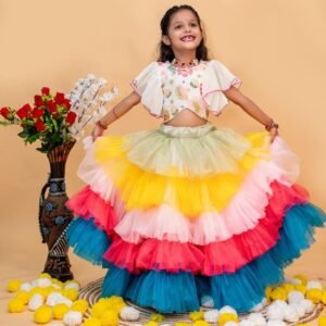 Exclusive Rainbow Shiny Nett Frill Lehenga Choli