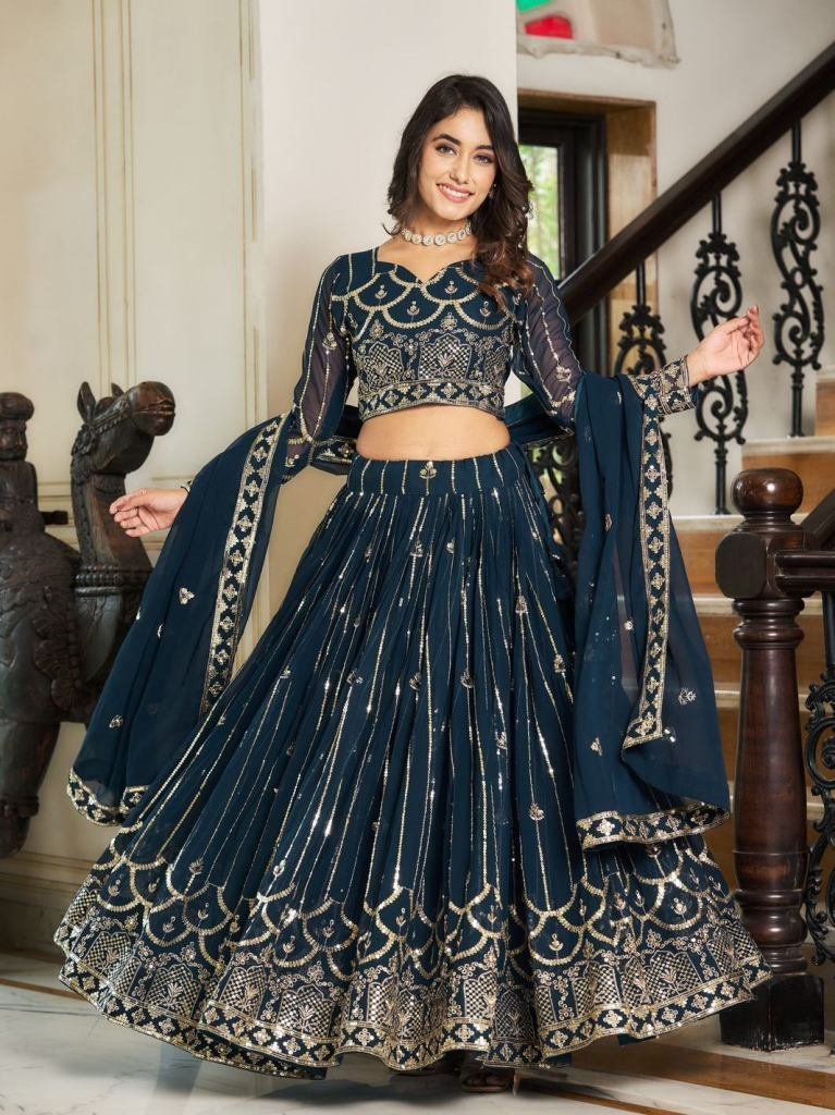 exclusive rama heavy 5mm seque 1736765821 Exclusive Rama Heavy 5mm Sequence Work Georgette Lehenga Choli