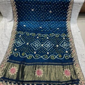 Exclusive Rama Lagadi Patta With Hand Work Pure Bandhej Gajji Silk Saree