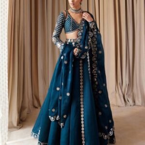 Exclusive Rama Malai Silk Lehenga With Sequins Work