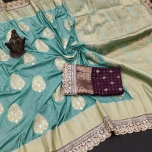 Exclusive Rama Multi Work Khadi Georgette Silk Saree