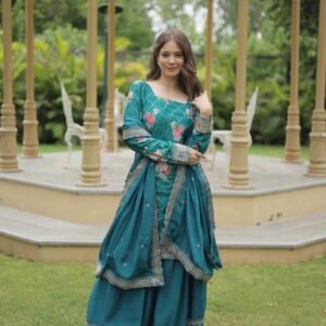 Exclusive Rama Wedding Designer Chinon Kurtis Palazo Set