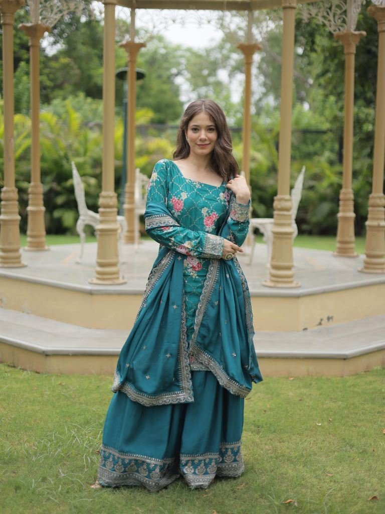exclusive rama wedding designe 1731749685 Exclusive Rama Wedding Designer Chinon Kurtis Palazo Set