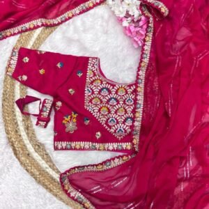 Exclusive Rani Multi Work Natural Rangoli Silk Saree With Stitched Blouse