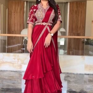 Exclusive Ready To Wear Fiyona Silk Lehenga Saree With Heavy Work Blouse And Belt
