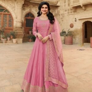 Exclusive Silk Pink Gowns With Net Dupatta