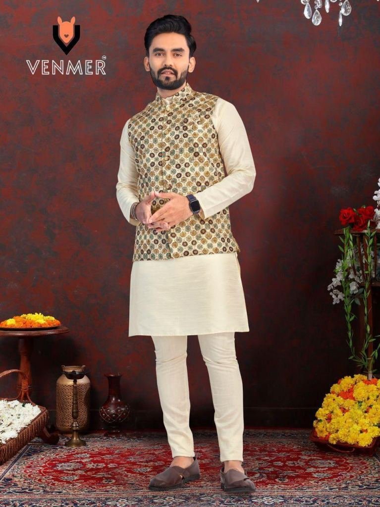 exclusive wedding heavy silk m 1734771883 Exclusive Wedding Heavy Silk Men Kurta With Jacquard Koti