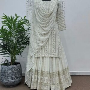 Exclusive White Wedding Georgette Sharara Suits