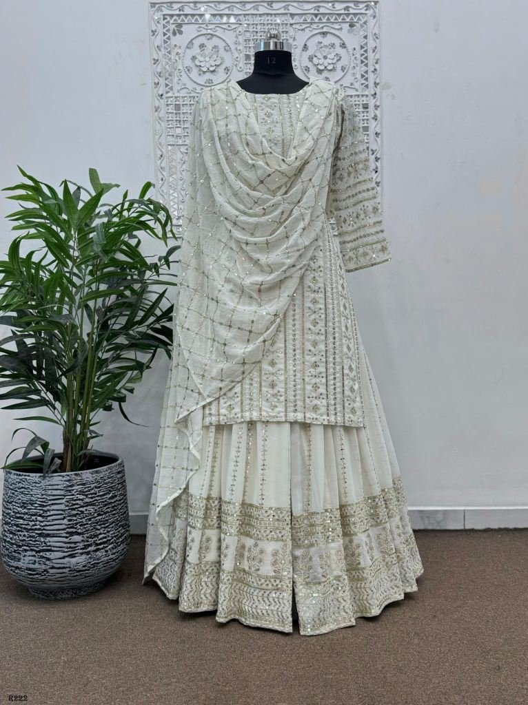 exclusive white wedding george 1722938190 Exclusive White Wedding Georgette Sharara Suits
