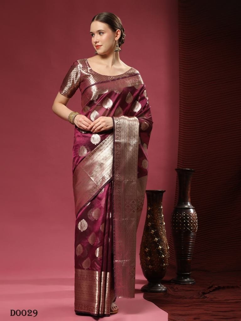 exclusive wine soft organza si 1718454956 Exclusive wine Soft organza silk saree with blouse
