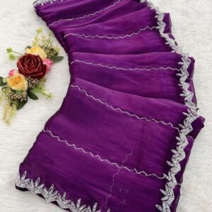 Exquisite Purple Jimmy Choo Handwork Saree