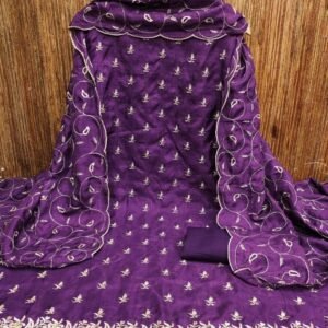 Purple Unstitched Salwar Suit Set