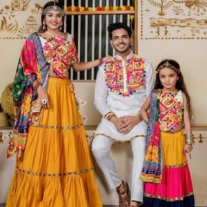 Family Combo Three Tal Traditional Lahenga Choli for Navratri