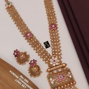 Fancy Alloy Gold Base Pink jewellery Necklace