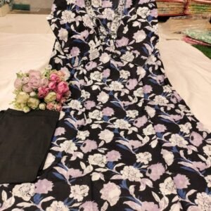 Fancy cotton Embroidery and kantha work kurti pant set