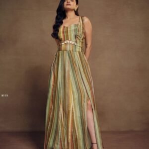 Fancy Cotton Slit Cut Mix Colour Styled Gown