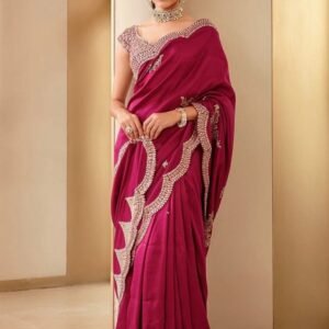 Fancy Designer Red Vichitra Silk Saree