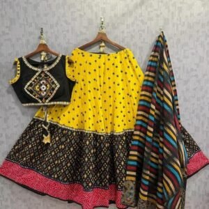 Fancy Digital Print Muslin Cotton Lehenga Choli