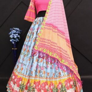 Fancy Digital Printed Pink Lehenga Choli With Dupatta
