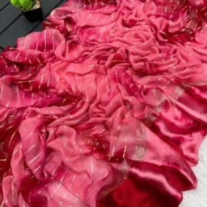 Fancy Digital Tie Dye Printed Viscose Red Saree