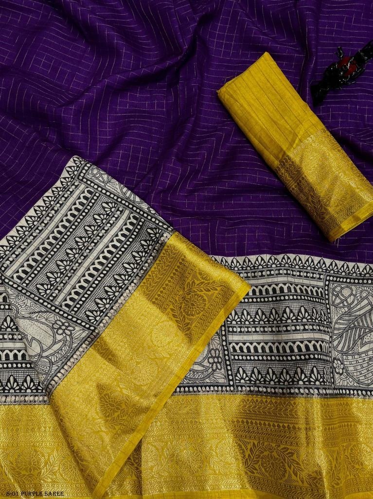 fancy dola silk jacquard borde 1717579921 Fancy Dola Silk Jacquard Border Purple Saree