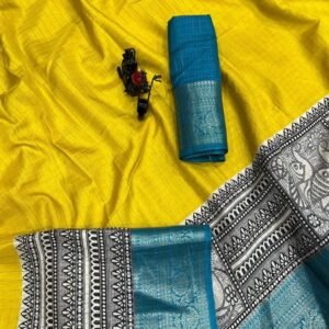 Fancy Dola Silk Jacquard Border Yellow Saree
