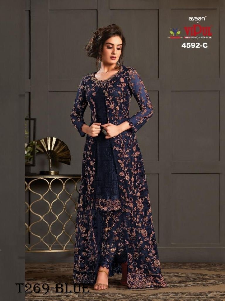 fancy embroidery work blue vai 1721738943 Fancy Embroidery Work Blue Vaishnavi Net Suit Set