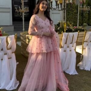 Fancy Georgette Pink Lotus Sharara Suit with Dupatta