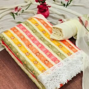 Fancy Georgette Schiffli work Digital Print Dress Material