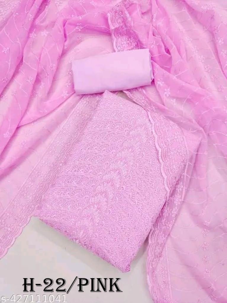 fancy georgette unstitched wit 1721821010 Latest Georgette Light Pink Unstitch Dress Material