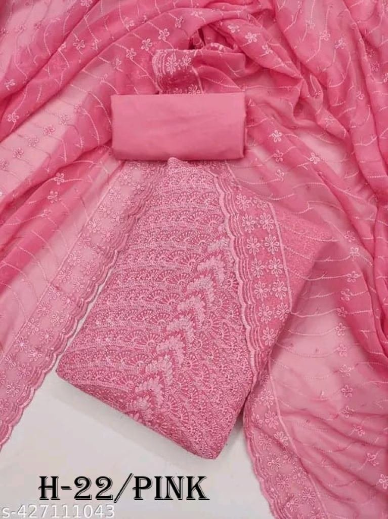 fancy georgette unstitched wit 1721821118 Fancy Georgette Pink Color Dress Material