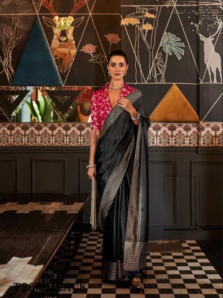 fancy hand loom weaving black 1721709323 Fancy Hand loom Weaving Black Pure Viscose Saree