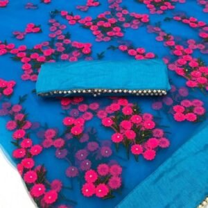 Fancy Heavy Net Blue Saree
