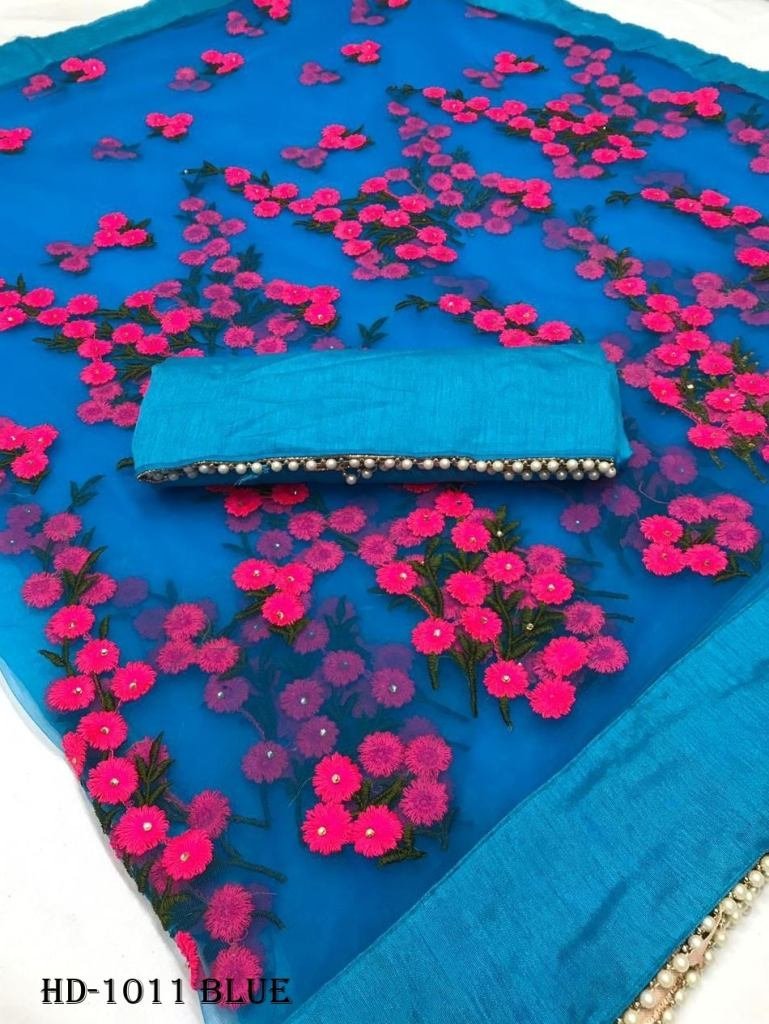 fancy heavy net blue saree 1716902231 Fancy Heavy Net Blue Saree