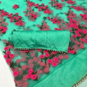 Fancy Heavy Net Sea Green Saree