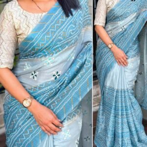 Blue Fancy Mani Check Kota Linen Saree