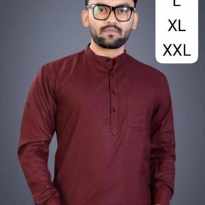 Fancy Maroon Style Mens Wear Cotton Short Kurta