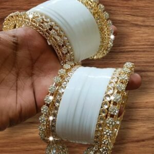 Fancy Mini White Chooda With Jhumki Set