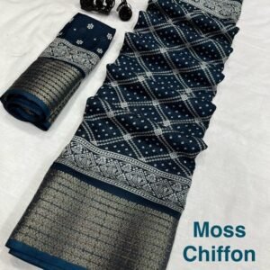 Fancy Moss Chiffon Patola Print Rama Saree