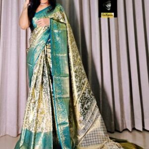 Fancy Sea green Handloom Weaving Pure Kanjivaram Silk Saree