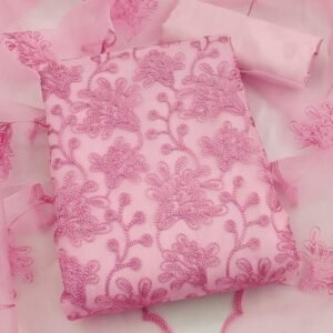 Fancy Pink Organza Dress Material For Women