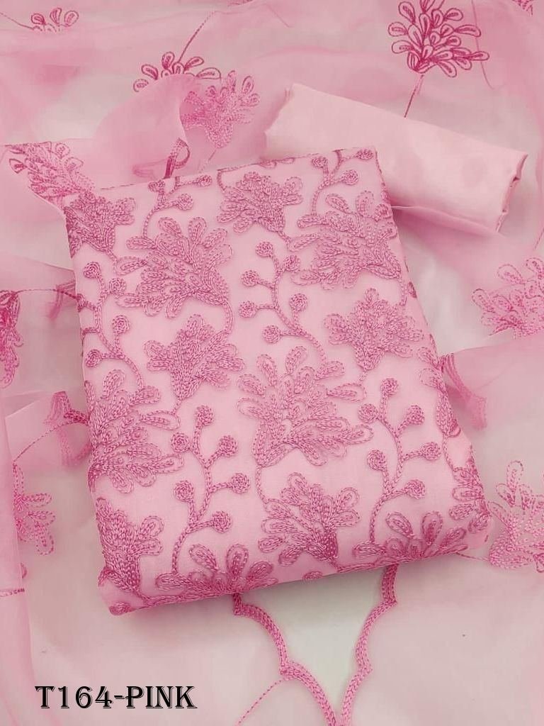 fancy pink organza derss mater 1720077315 Fancy Pink Organza Dress Material For Women
