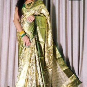 Fancy Pista Handloom Weaving Pure Kanjivaram Silk Saree