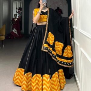 Fancy Printed Pure Cotton Lehenga Choli With Gota Patti border