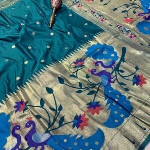 Fancy Rama Soft Kanchivaram Pethani Silk Saree