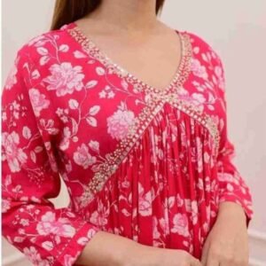 Fancy Rayon Printed Flaired Alia Cut kurti And Pant With Dupatta