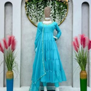 Fancy Readymade Multi Work Faux Georgette Anarkali Suits