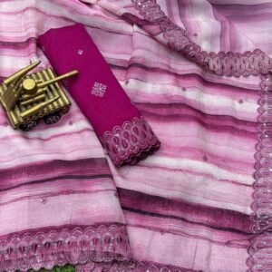 Fancy Organza Pink Saree By Saheli Design